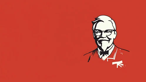 Minimalist fast-food mascot portrait on bold red field