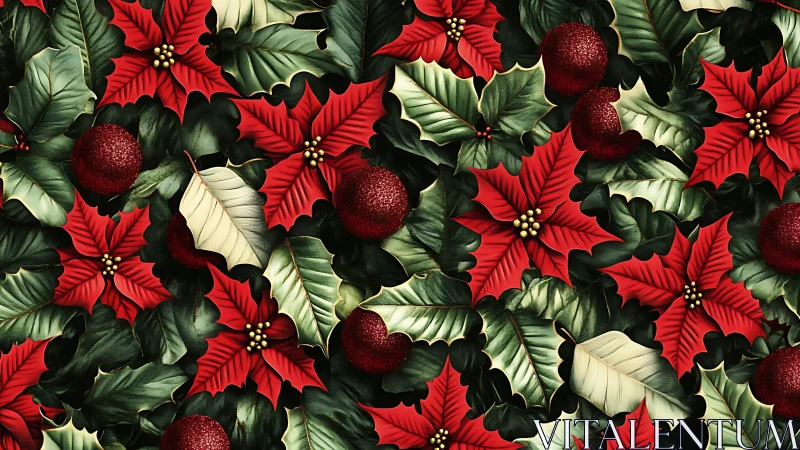 Joyful poinsettias and holly leaves create cozy holiday cheer