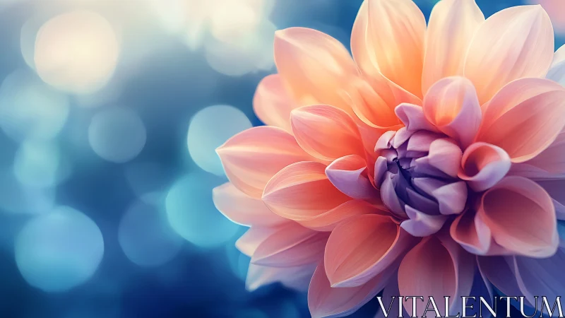 Luminous Dahlia Bloom with Chromatic Gradient Petals and Bokeh Depth.
