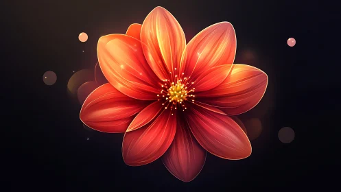 Digital Composite Bloom: Radiant Multi-Petal Floral Form with Luminescent Center.