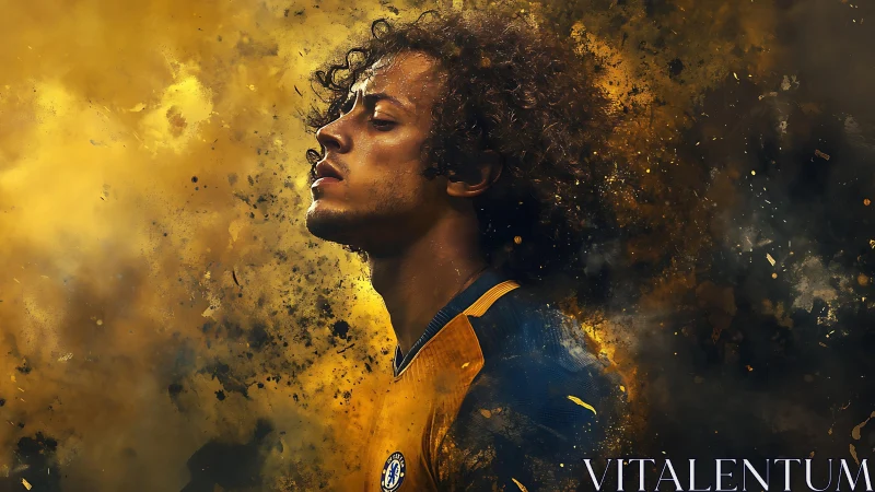 Side-profile digital portrait of football player in motion.