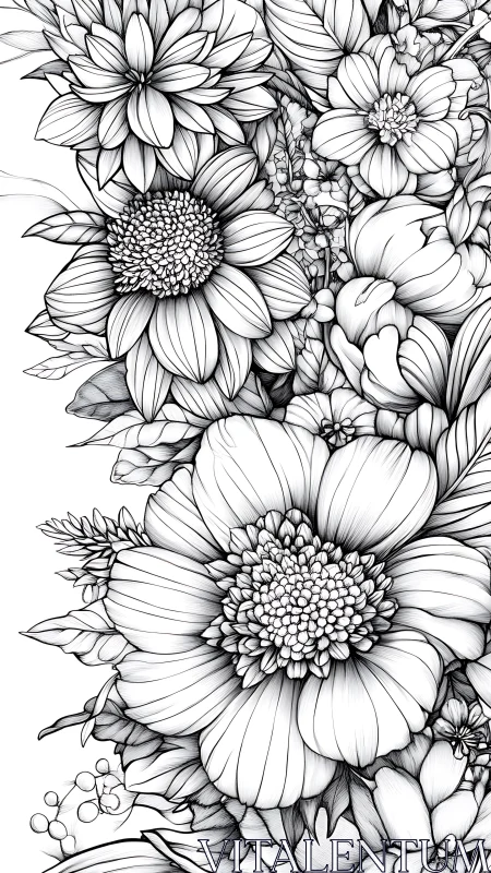 Dense Floral Composition with Layered Dahlias and Ornamental Botanicals