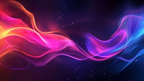 Spectral light ribbons over deep-space gradient background