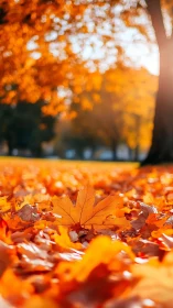 Shallow-depth autumn leaf macro with warm bokeh field.
