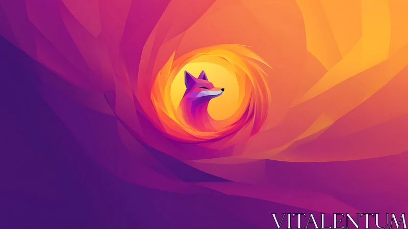 Vibrant geometric fox glows at the heart of abstract light
