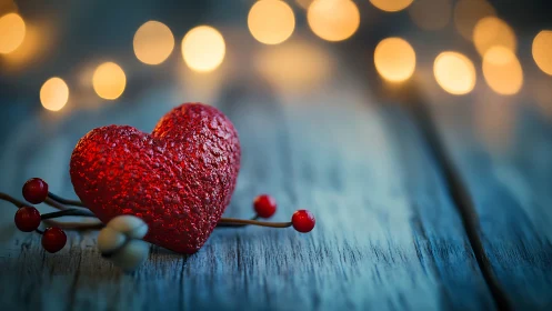 Crimson Heart Among Berries and Light.