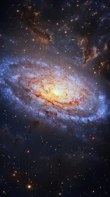Spiral galaxy glows with bright core amid dense star field