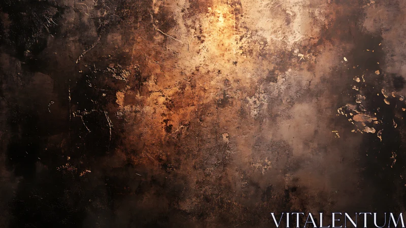 Rustic textured wall glows with warm, weathered patina.