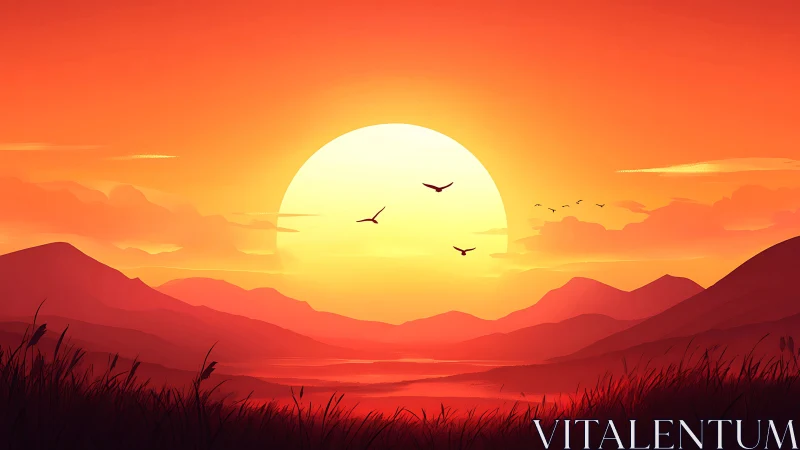 Sunset pours molten gold across quiet crimson hills