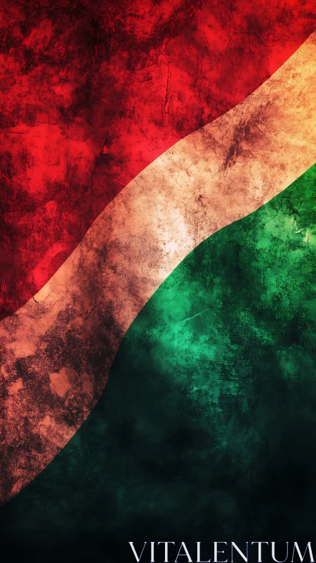 Grunge tricolor flag waves with textured diagonal stripe.