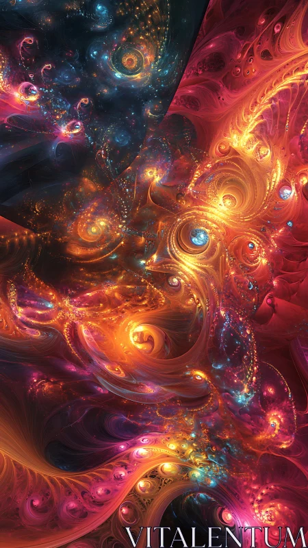 Fractal nebula swirls map cosmic energy through chromatic vortices