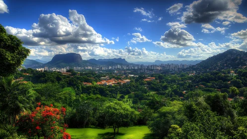 Emerald city cradle beneath cloud castles and stone giant.