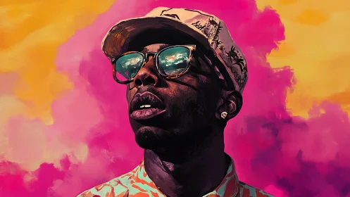 Sun soaked portrait in bold pink and golden daydreams.