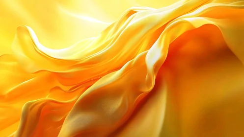 Undulating golden translucent fabric folds in directional light.