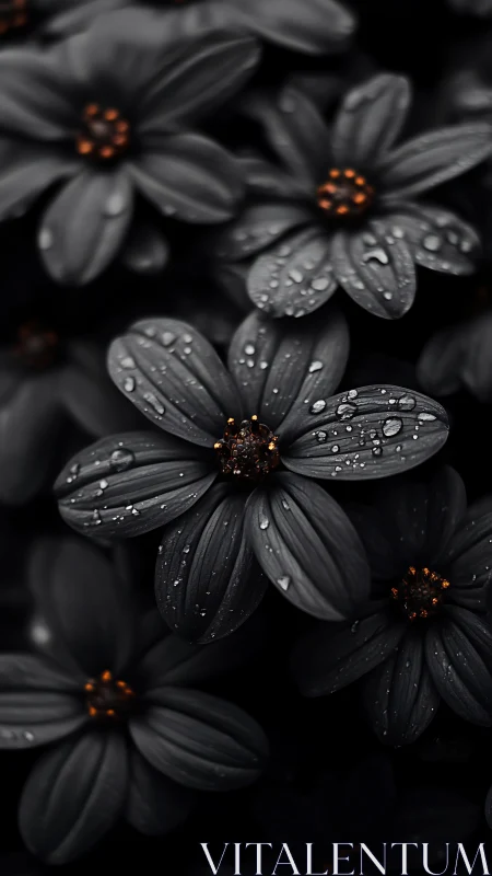 Monochromatic Daisy Cluster with Selective Rust-Orange Floral Centers.