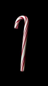 Candy Cane with Red and White Stripes on Black