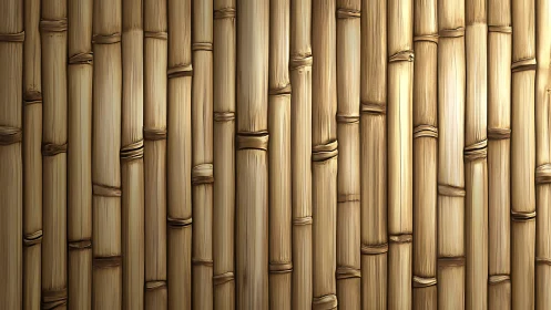 Vertical bamboo wall texture shows aligned cylindrical stalks