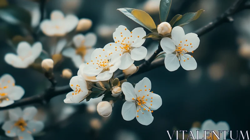 Spring Blossoms: Delicate White Floral Clusters with Golden Stamen.