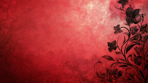 Red Floral Silhouettes Against Gradient Background