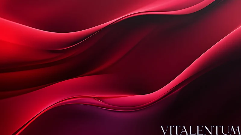 Elegant Flowing Red Abstract Waves, Modern Digital Art Style.