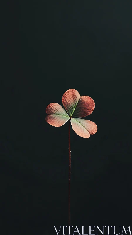 Macro study of tri-lobed clover leaf against deep black field