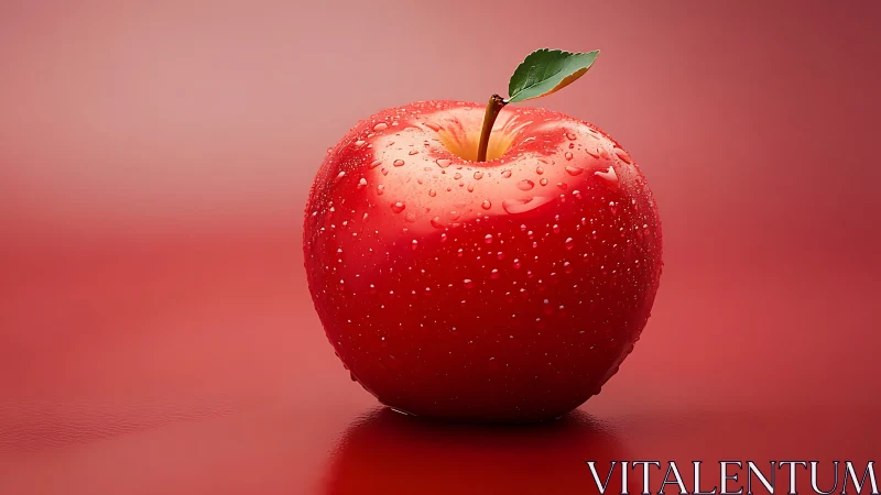 Photorealistic red apple studio macro with tonal backdrop.
