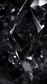 Gleaming midnight crystals caught in tangled reflections.