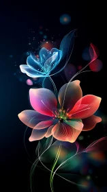 Luminescent botanical specimens rendered through advanced particle emission and volumetric lighting 