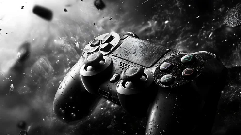 Dynamic game controller in cinematic splash of motion.