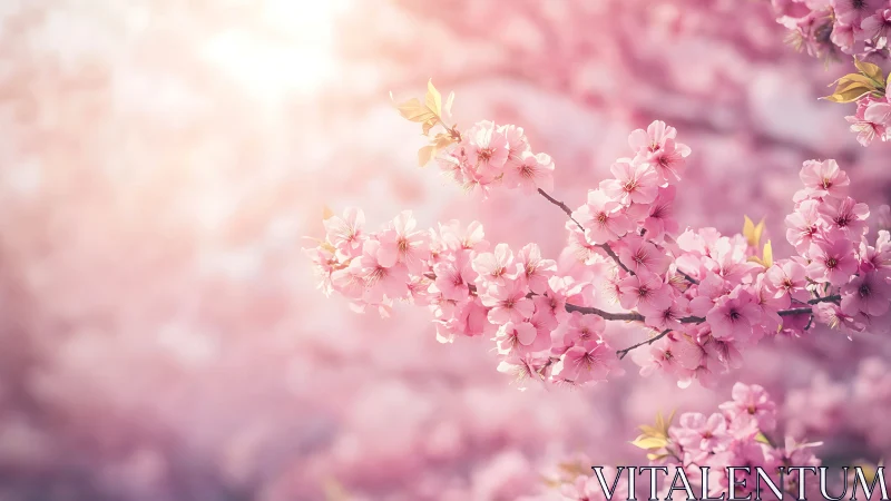 Pink Cherry Blossoms in Full Bloom.