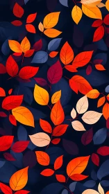 Glowing autumn leaves drifting across a midnight garden.