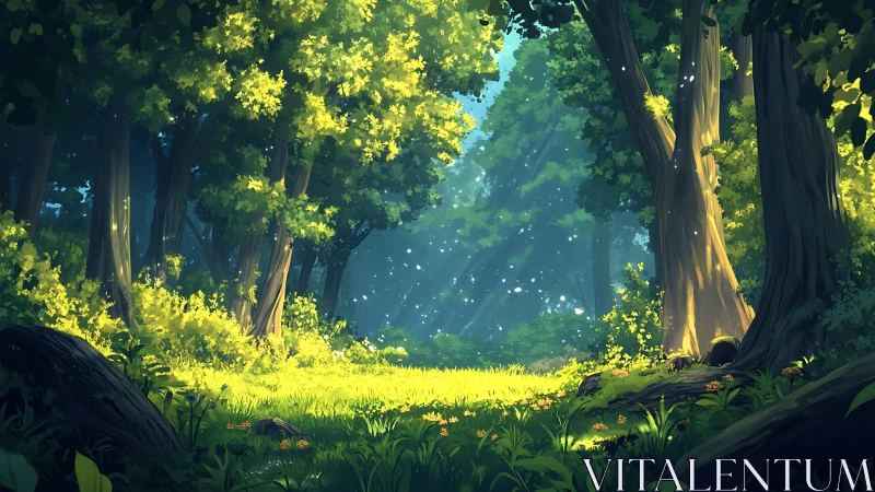 Enchanted Forest Clearing with Ancient Trees.