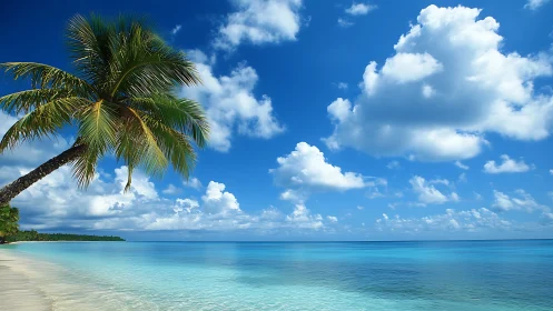 Tropical Paradise Beckons: Azure Waters Meet Palm Serenity.