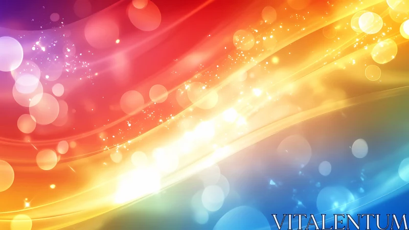 Prismatic light waves sweep across radiant bokeh field.