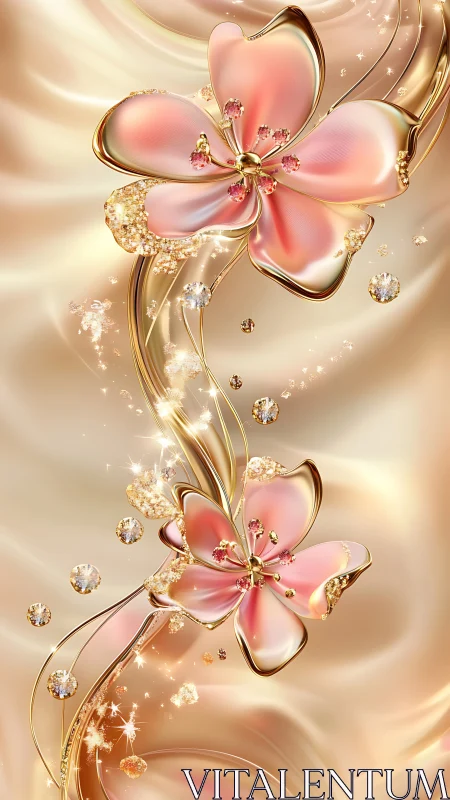 Luxe Floral Cascade: Pink Orchids and Gold Accents.