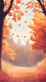 Autumnal Forest Canopy with Cascading Foliage.