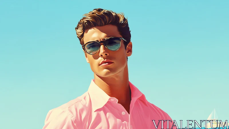 Sunlit beach day portrait with cool relaxed summer style.