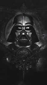 Helmed shadow monarch stares out from a storm of metal