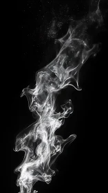 High-contrast monochrome smoke plume with particulate backscatter