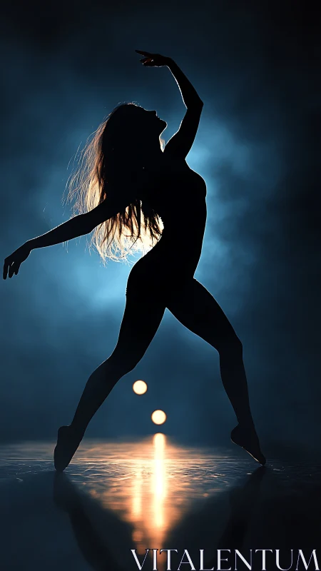 Silhouetted dancer arches gracefully in dramatic stage light.