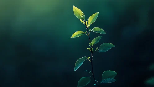 Close-up of Green Plant Stem in Soft Natural Light, Minimalist Style.