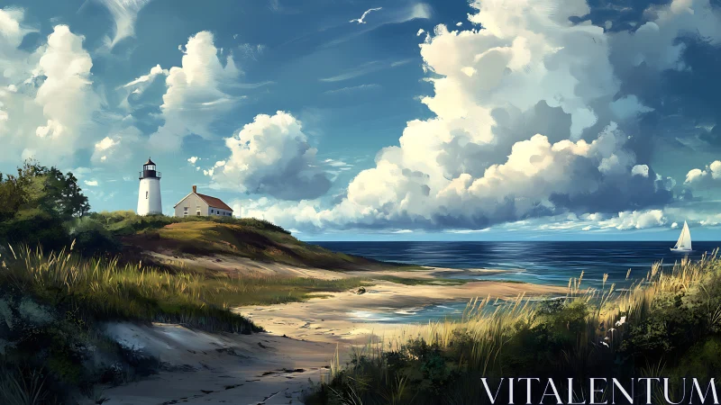 Coastal Lighthouse Under Dramatic Skies.