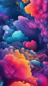 Neon stormclouds drift through a swirling cosmic paintbox