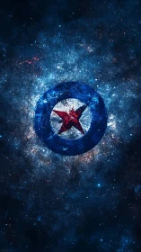 Galactic emblem with distressed blue ring and fractured red star