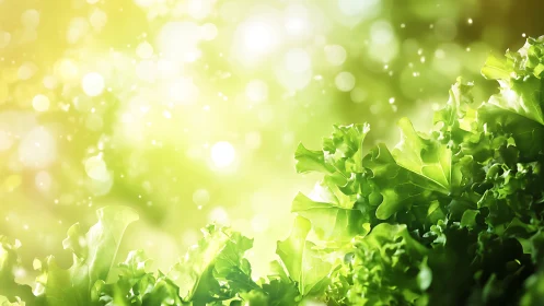 Sunlit garden greens glowing in a soft golden morning.