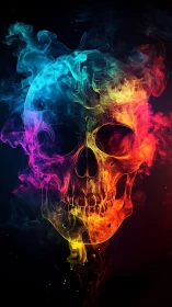 Chromatic smoke skull portrait in high-contrast digital art.