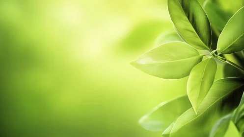 Green leaves close-up against soft blurred background.