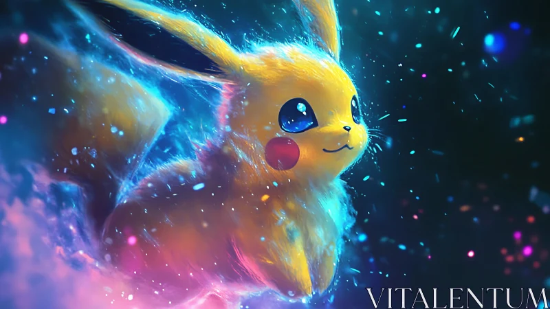 Luminous electric creature rendered with volumetric glow and particle bloom