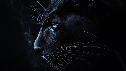 Black Panther Profile: Luminous Eyes in Darkness.