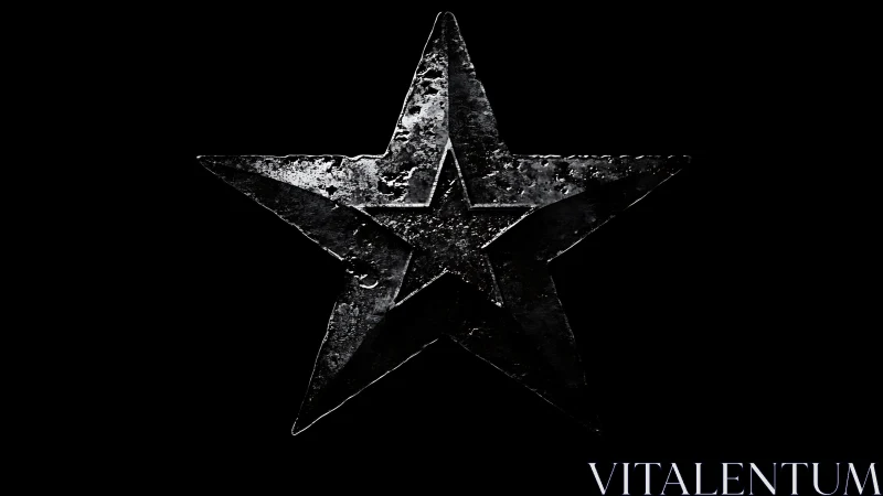 Textured metallic five-pointed star on solid black background.